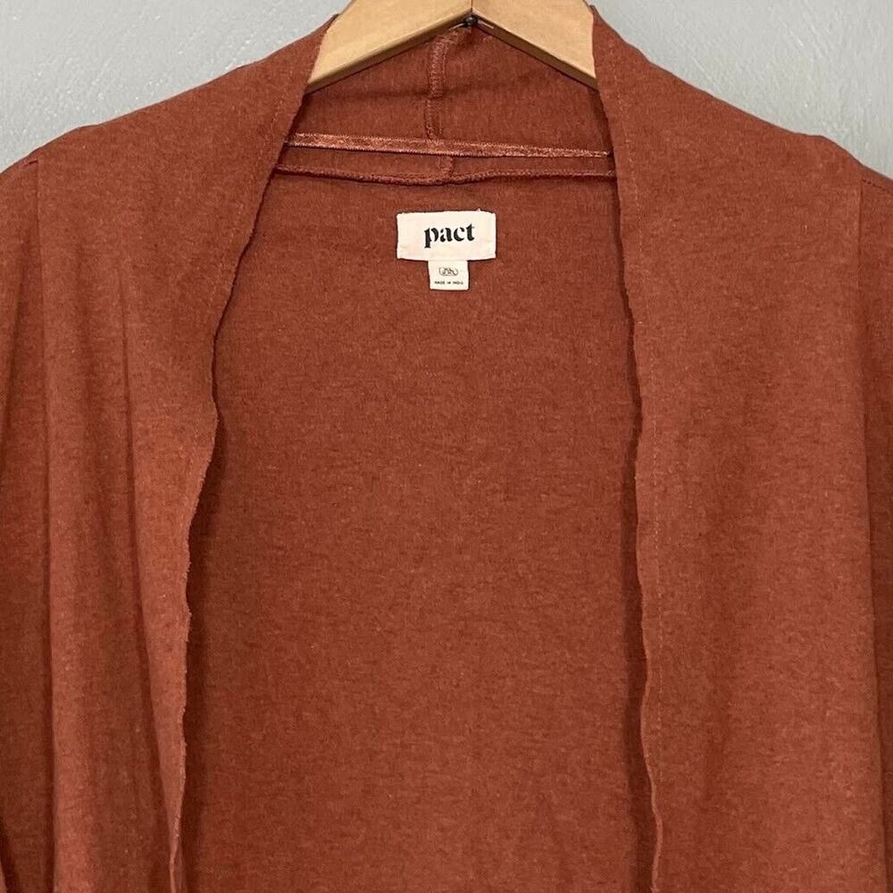Pact Open-Front Rust Brown Women's Cardigan - Picture 4 of 10